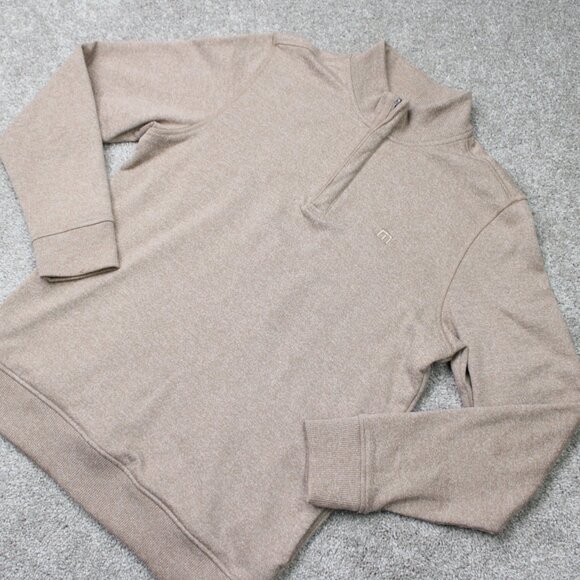 Travis Mathew Sweatshirt Mens Small Beige Hideaway 1/4 Zip Golf L/S Pullover - Picture 3 of 16